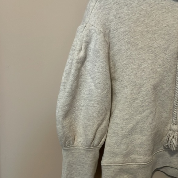 Ulla Johnson Oat Beige Cotton Tassel Drawstring Hoodie Sweatshirt - Picture 6 of 10